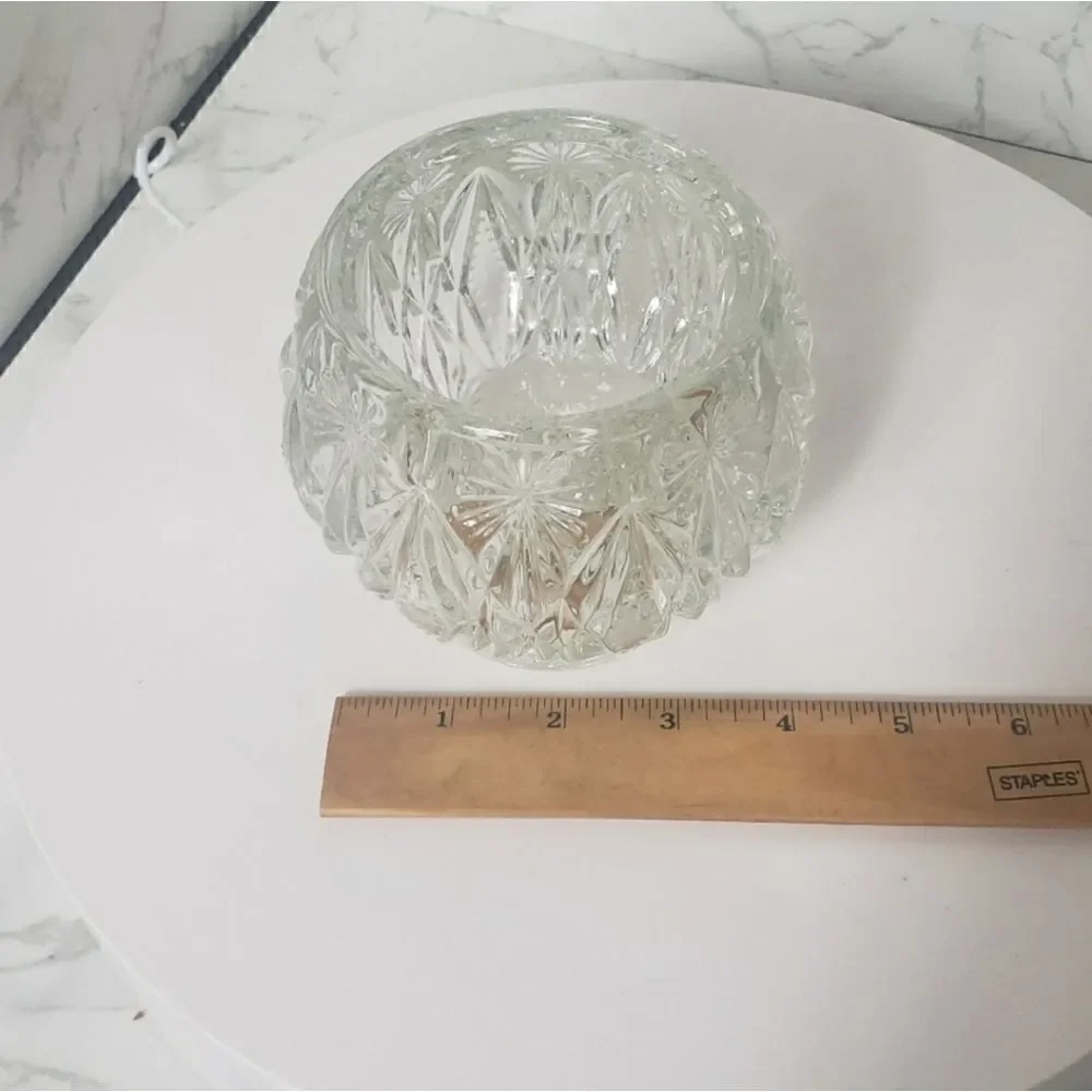 VINTAGE AVON Diamond Cut Crystal Clear Glass Bowl Decor Candle Dish